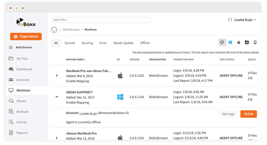 machines overview in vboxxcloud