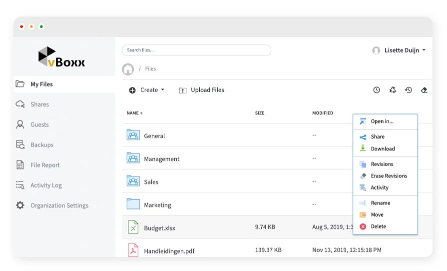 vboxxcloud web interface